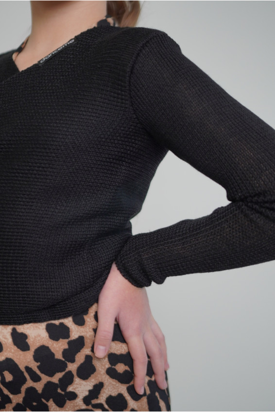 Кофта на запах RKF1 чорний, вовна/акрил