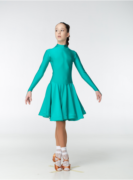 Juvenile dress BS67DR# for a girl, green, lycra