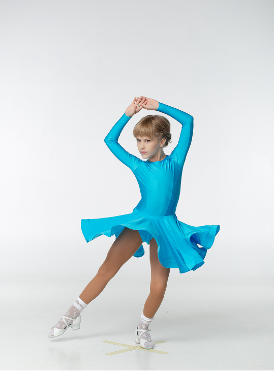 Juvenile dress BS420DR# for a girl, Azure, lycra