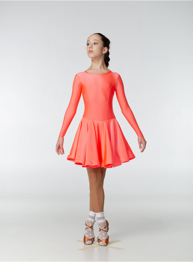 Juvenile dress BS420DR# for a girl, coral neon, lycra
