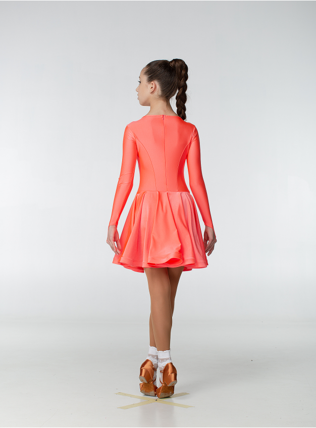 Juvenile dress BS420DR# for a girl, coral neon, lycra