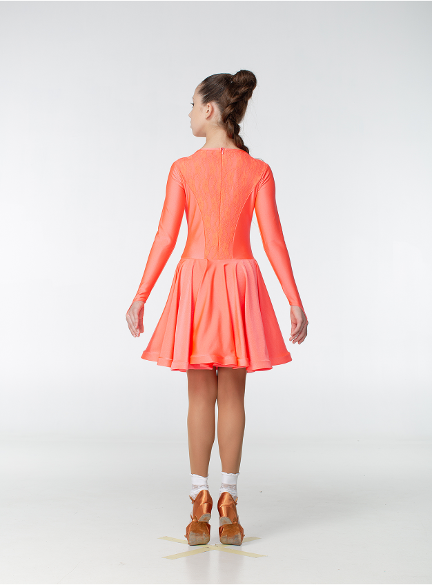 Рейтинговое платье BS420DR-1# Dance.Me, бифлекс, корал неон