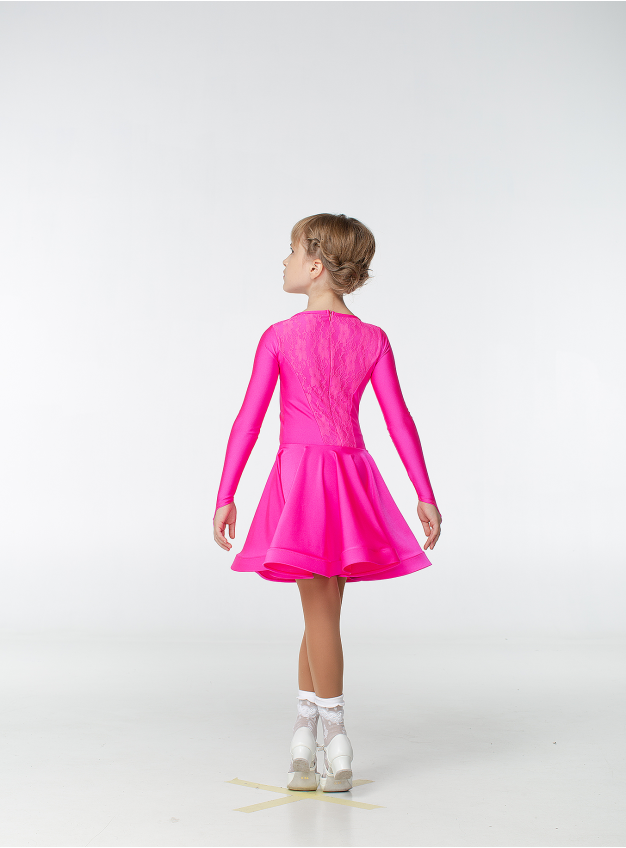 Juvenile dress BS420DR-1# for a girl, rasberry, lycra, lace