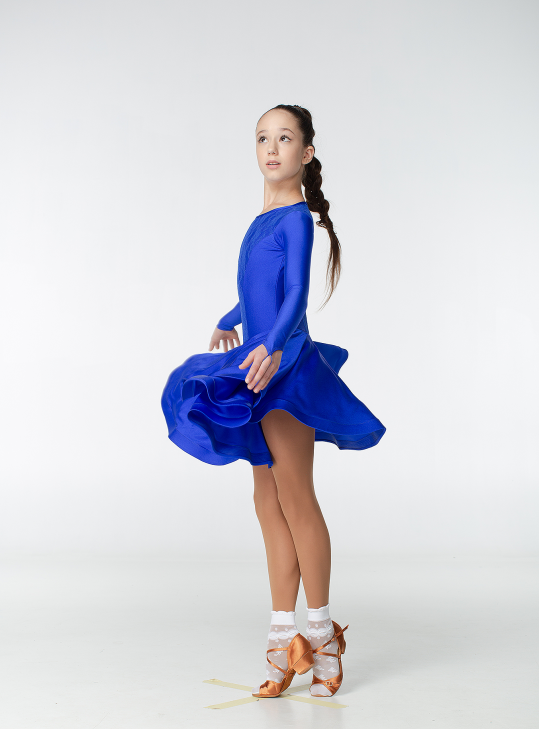 Juvenile dress BS420DR-1# for a girl, Electric Blue, lycra, lace