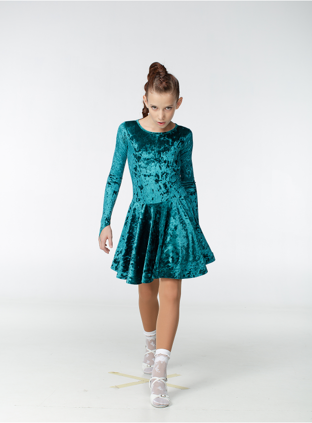 Рейтинговое платье BS420DR-13С# Dance.Me, бархат, изумрудный
