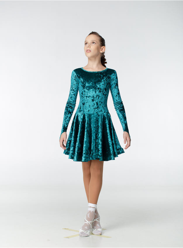 Рейтинговое платье BS420DR-13С# Dance.Me, бархат, изумрудный