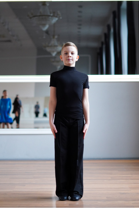 Turtleneck Top GL480KR for a boy, Black, crepe