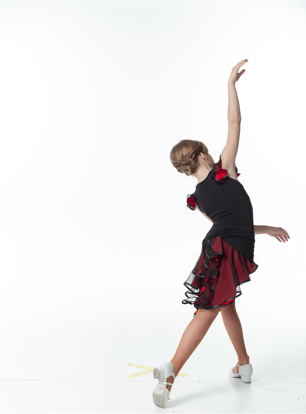 Блуза BL337-5 для девочки, черная/красная, масло, сетка