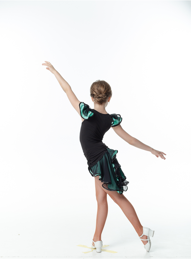 Детская блуза для бально-спортивного танца DANCEME BL337-5 масло / сетка, черный...