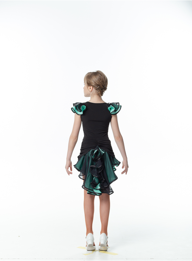 Детская блуза для бально-спортивного танца DANCEME BL337-5 масло / сетка, черный...