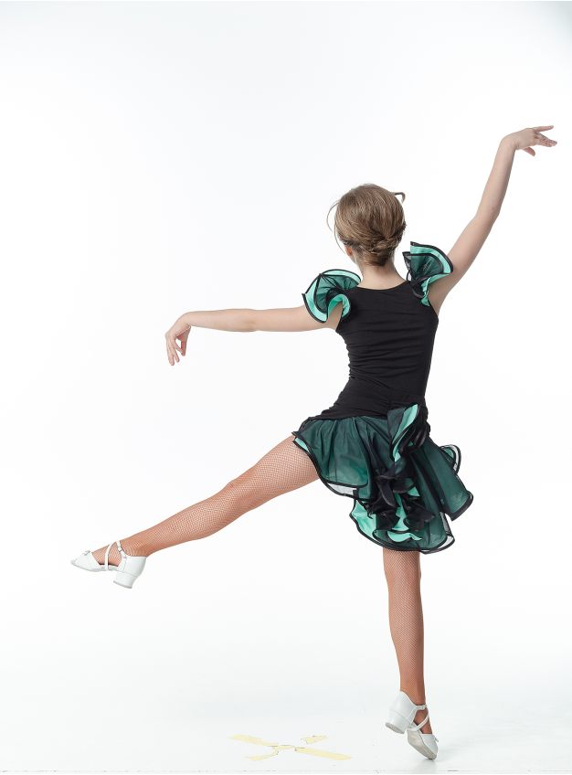 Детская блуза для бально-спортивного танца DANCEME BL337-5 масло / сетка, черный...