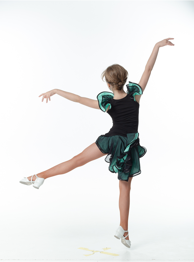 Детская блуза для бально-спортивного танца DANCEME BL337-5 масло / сетка, черный...