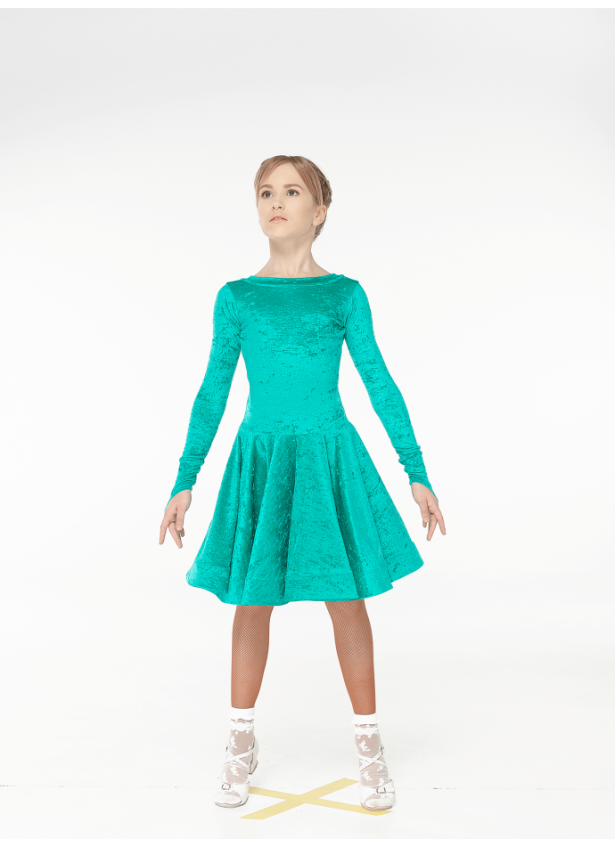 Juvenile dress BS534DR-13B# for a girl, emerald, crash velvet