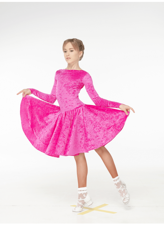 Juvenile dress BS534DR-13B# for a girl, Fuchsia, crash velvet