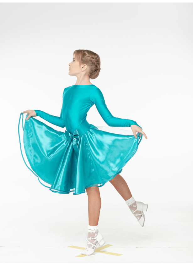 Бейсік  BS536DR-180# для дівчинки, бірюзовий, біфлекс, атлас+фатин