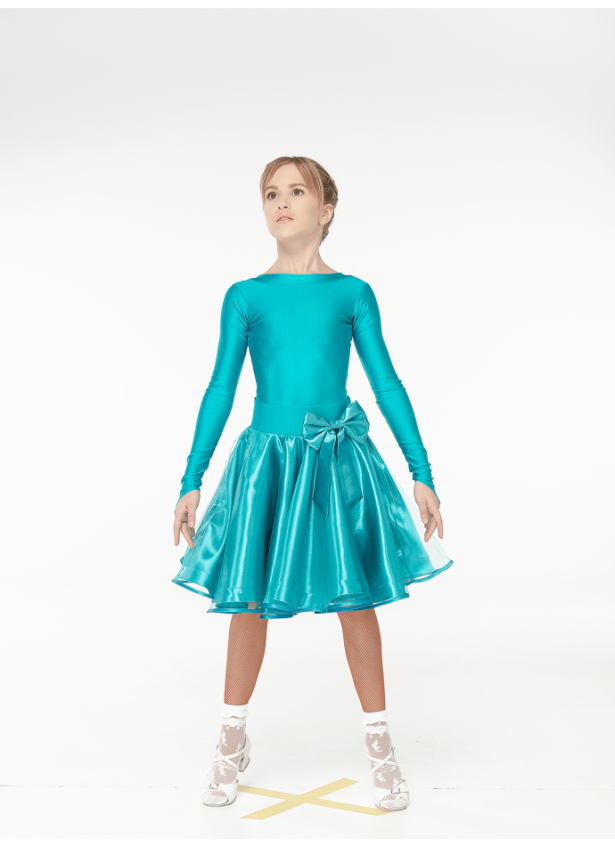 Бейсік  BS536DR-180# для дівчинки, бірюзовий, біфлекс, атлас+фатин