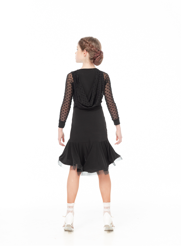 Dance Me Платье PL731-19# детское, масло/сетка в сердечки/криналин, черный