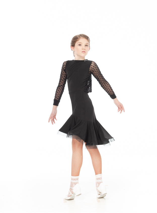 Dance Me Платье PL731-19# детское, масло/сетка в сердечки/криналин, черный
