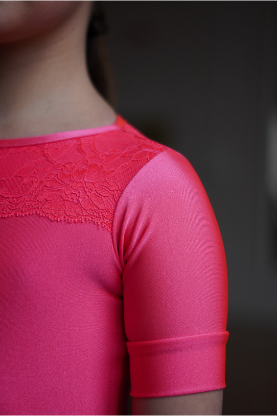 Juvenile dress BS276KR-180# for a girl, coral, lycra, satin+tulle