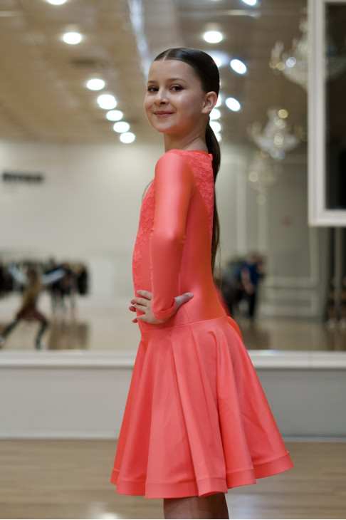 Бейсік BS511-1# для дівчинки, корал неон, біфлекс, гіпюр