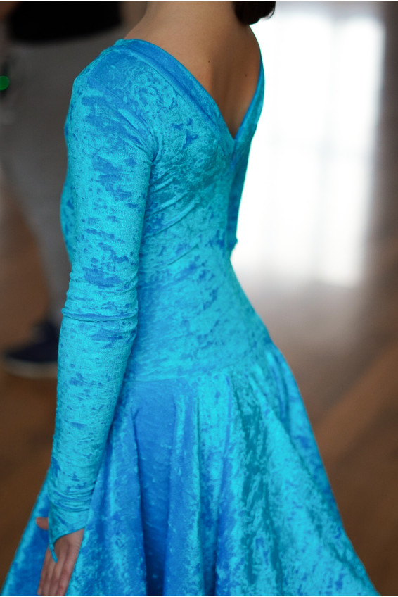 Juvenile dress BS534DR-13B# for a girl, azure, crash velvet