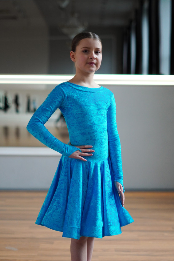 Juvenile dress BS534DR-13B# for a girl, azure, crash velvet