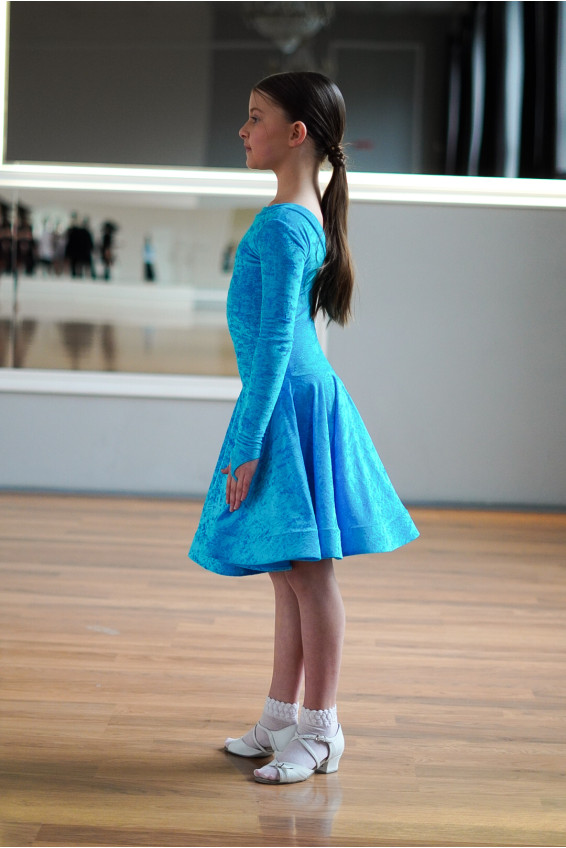 Juvenile dress BS534DR-13B# for a girl, azure, crash velvet
