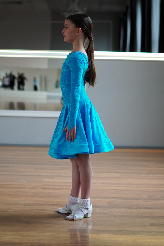 Juvenile dress BS534DR-13B# for a girl, azure, crash velvet