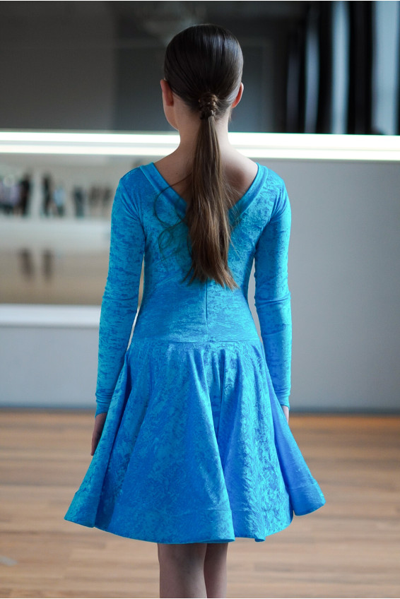 Juvenile dress BS534DR-13B# for a girl, azure, crash velvet