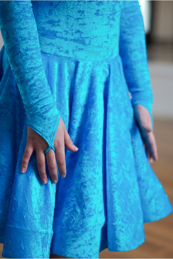 Juvenile dress BS534DR-13B# for a girl, azure, crash velvet