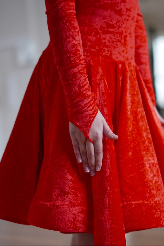 Бейсік BS534DR-13B# для дівчинки, червоний, бархат креш