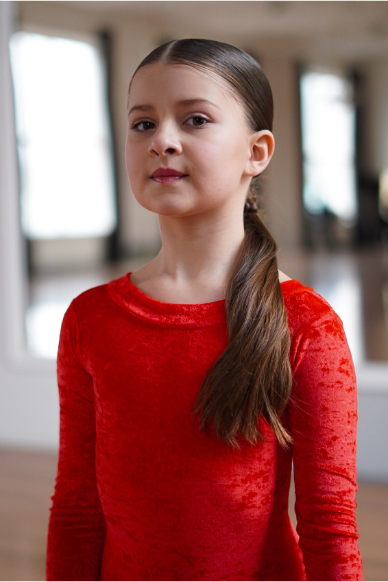 Бейсік BS534DR-13B# для дівчинки, червоний, бархат креш