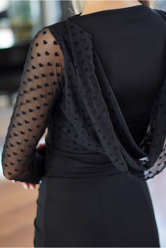 Блуза BL932-19 жіноча, чорний, масло, сітка