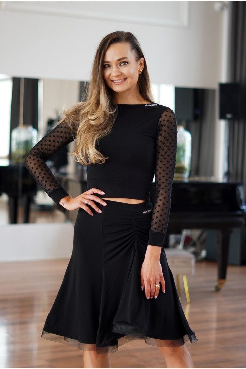 Блуза BL932-19 female, Black, crepe, mesh