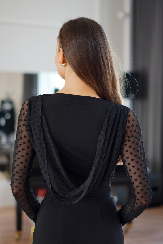 Блуза BL932-19 жіноча, чорний, масло, сітка