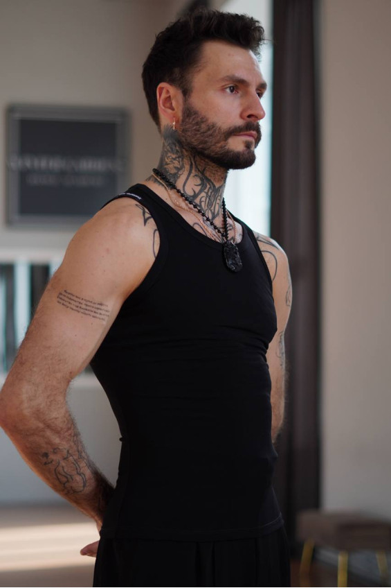 Tank Top M308 male, Black, crepe