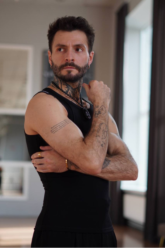 Tank Top M308 male, Black, crepe