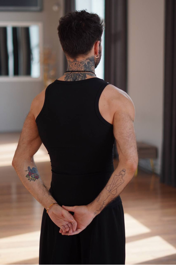 Tank Top M308 male, Black, crepe