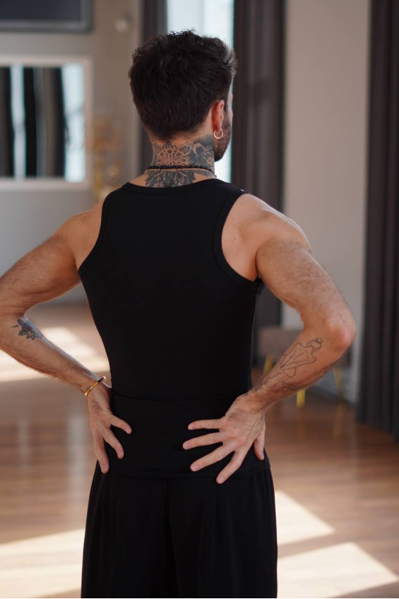 Tank Top M308 male, Black, crepe