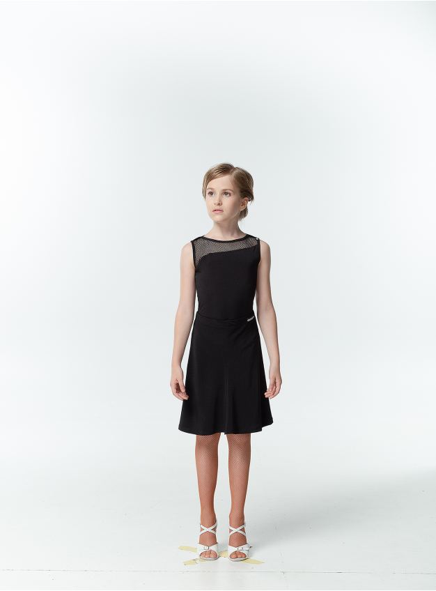 Skirt UL698-14 for a girl, Black, crepe