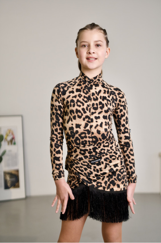 Спідниця UL748 для дівчинки, леопард, масло, бахрома