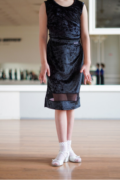 Юбка UL936-13C-17-14 for a girl, Black, velvet, mesh