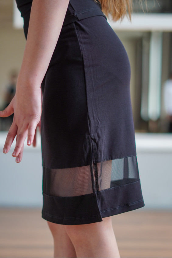 Юбка UL936-14 for a girl, Black, crepe, mesh