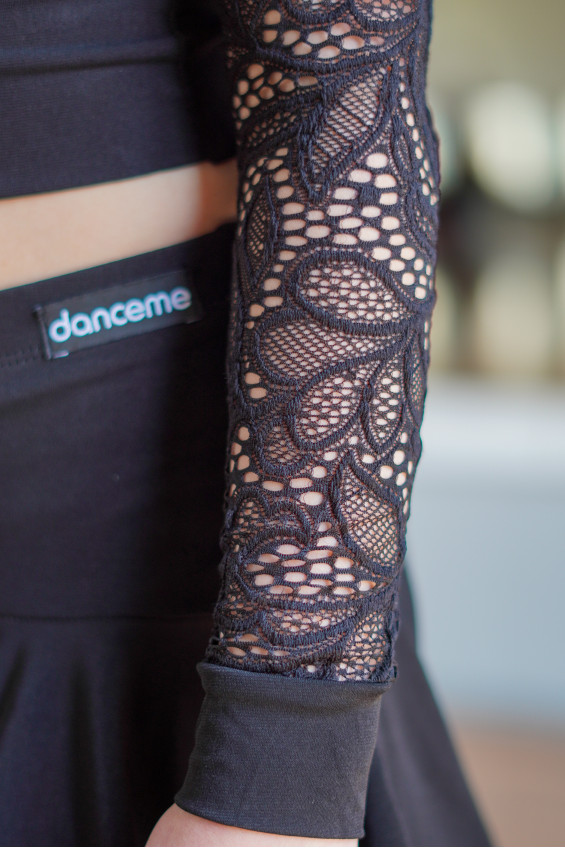 Блуза BL932-11 для дівчинки, чорний, масло, гіпюр