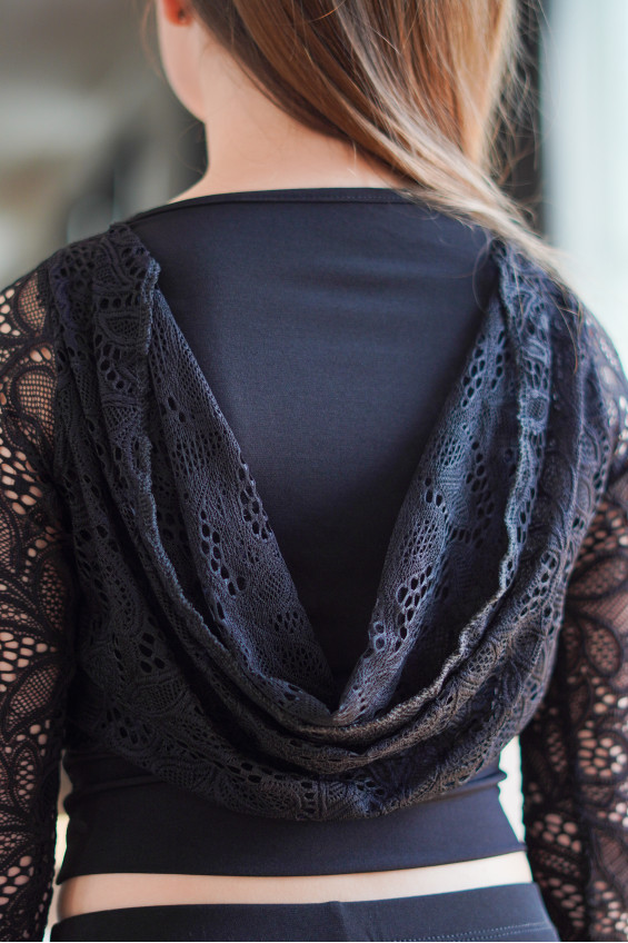 Блуза BL932-11 для дівчинки, чорний, масло, гіпюр