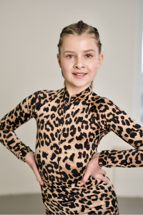 Купальник  K745DR для девочки, леопард, масло