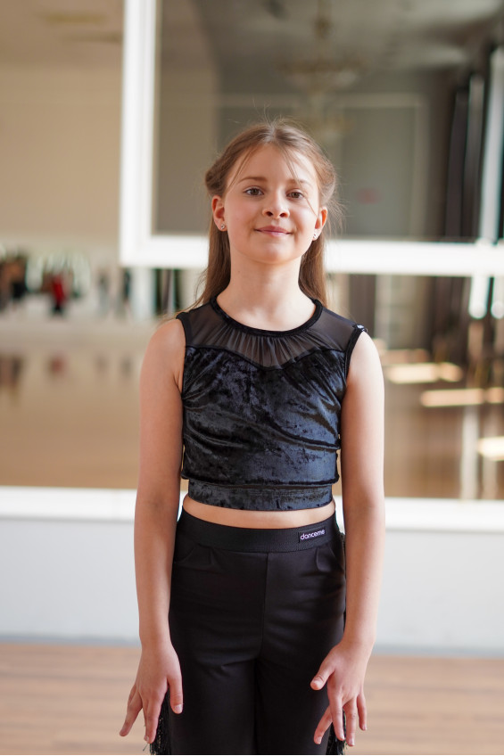 Топ TP921-13C для дівчинки, чорний, бархат, сітка