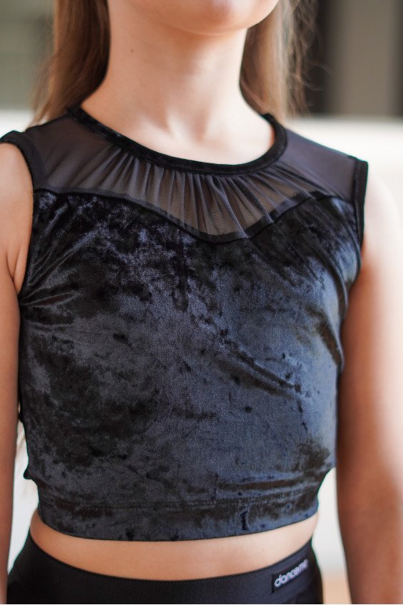 Топ TP921-13C для дівчинки, чорний, бархат, сітка