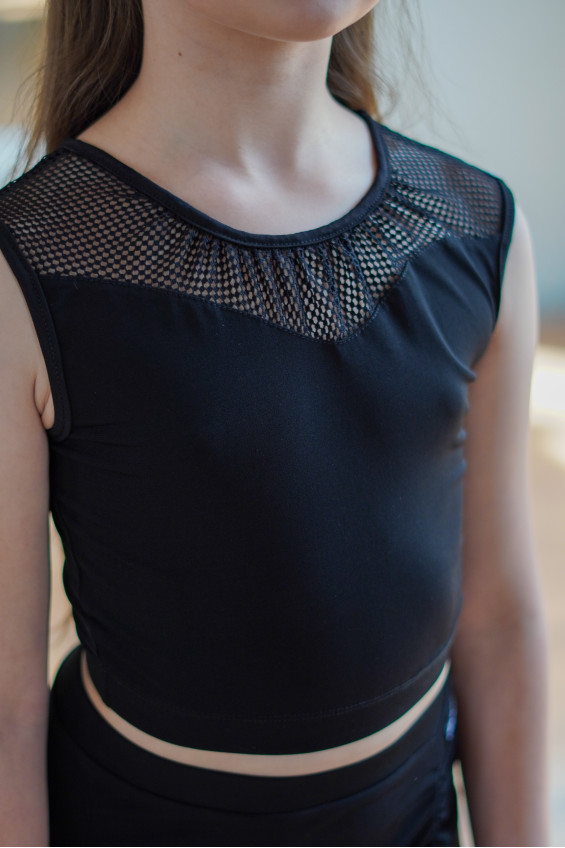 Топ TP921-17 for a girl, Black, crepe, mesh