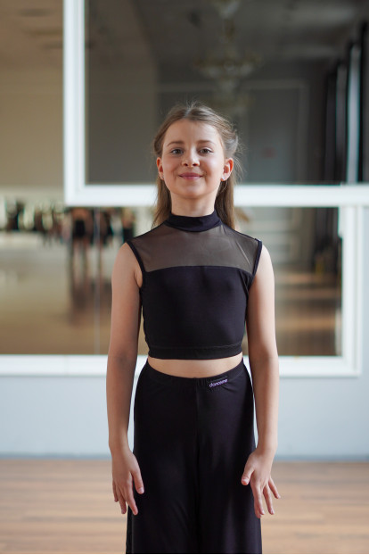 Топ TP937 для дівчинки, чорний, масло, сітка